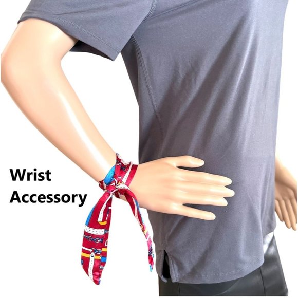 Vintage Equestrian Inspired Silk Scarf Boho Chic Green Multi Style Accessory (9) - Picture 9 of 12